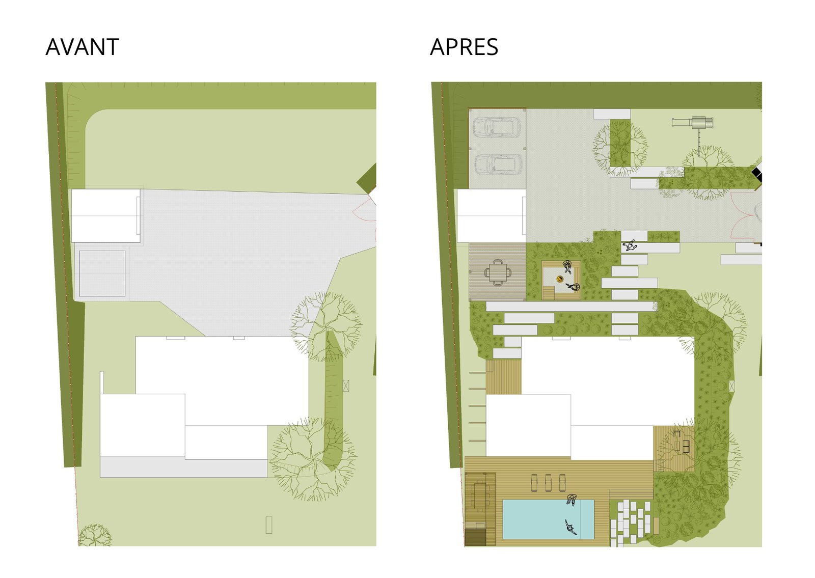 Plan de conception avant / après 2